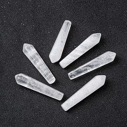 Honeyhandy Natural Quartz Crystal Pointed Beads, No Hole/Undrilled, Bullet, 50x11x10mm