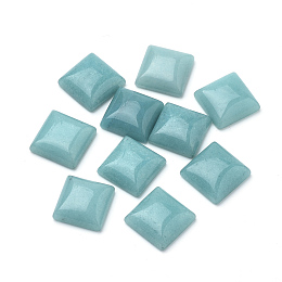 Honeyhandy Natural White Jade Cabochons, Dyed, Square, Medium Turquoise, 10x10x5mm