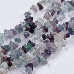 Honeyhandy Natural Fluorite Stone Bead Strands, Chip, 4~10x4~6x2~4mm, Hole: 1mm, about 210pcs/strand, 35.4 inch