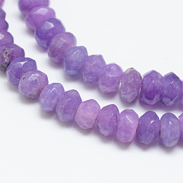 Honeyhandy Natural White Jade Bead Strands, Dyed, Faceted, Rondelle, Dark Orchid, 4x3mm, Hole: 1mm, about 110~113pcs/strand, 13.78~14.17 inch(35~36cm)