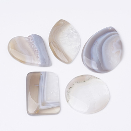 Honeyhandy Natural Striped Agate/Banded Agate Pendants, Mixed Shape, Floral White, 38~56x31~43x5~7mm, Hole: 1.6mm