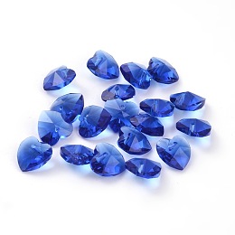 Honeyhandy Romantic Valentines Ideas Glass Charms, Faceted Heart Charm, Royal Blue, 10x10x5mm, Hole: 1mm