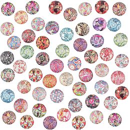 PH PandaHall 50 Style 12mm Flower Mosaic Glass Cabochons 100pcs Half Round Glass Printed Mosaic Cabochons Tiles for Photo Pendant Jewelry Making