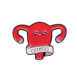 Honeyhandy Uterus with Word Enamel Pin, Alloy Feminism Badge for Backpack Clothes, Crimson, 21x30mm