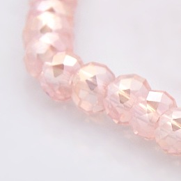 Honeyhandy AB Color Plated Faceted Rondelle Electroplate Glass Beads Strands, Lavender Blush, 6x4mm, Hole: 1mm, about 100pcs/strand, 18.1 inch