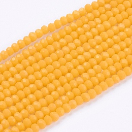 Honeyhandy Opaque Solid Color Glass Bead Strands, Imitation Jade, Faceted, Rondelle, Orange, 3x2mm, Hole: 0.8mm, about 185~190pcs/strand, 15.5~16 inch(39.3~40.6cm)