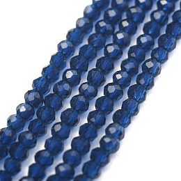 Honeyhandy Electroplate Glass Beads Strands, Pearl Luster Plated, Faceted, Abacus, Marine Blue, 2x1.5~1.6mm, Hole: 0.8mm, about 235pcs/Strand, 14.17 inch(36cm)