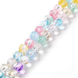 Transparent Glass Beads Strands, Lantern, Colorful, 8.5x7.5x8mm, Hole: 1.2mm, about 45~46pcs/strand, 14.37 inch(36.5cm)