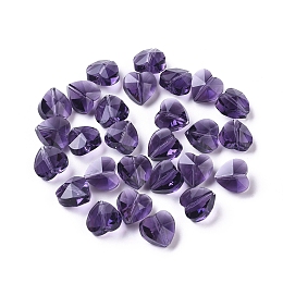 Honeyhandy Transparent Glass Beads, Faceted, Heart, Purple, 10x10x7mm, Hole: 1~1.2mm