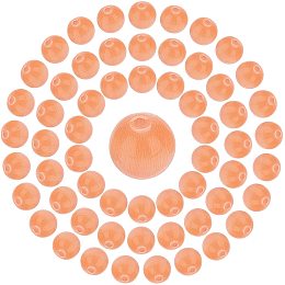 SUNNYCLUE 1 Box 100Pcs 8mm Coral Cat Eye Beads Round Crystal Energy Bead Glass Spacer Loose Gemstone Semi-Precious Crystal Energy Bead for DIY Jewellery Making Earring Necklace Bracelet Crafts