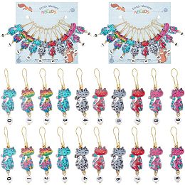 NBEADS 20 Pcs Cat Stitch Markers, Enamel Alloy Crochet Stitch Marker Charms Removable Iron Kilt Pin Locking Stitch Marker for Knitting Weaving Sewing Accessories Handmade Jewelry