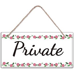 Arricraft Rose Private PVC Plaque Colorful Hanging Door Sign Rustic Door Plate with Jute Twine Funny Wall Door Decor for Front Door Farmhouse Office Coffee Shop Bar Decoration 5.9x11.8in