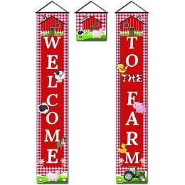 Arricraft 3 Pcs Welcome to The Farm Banner Door Hanging Flag Couplet Decor Sign Set Door Union Hanging Flag for Home Front Door Porch School Garden Yard Farm Decorations Party Supplies 70.8x11.8inch