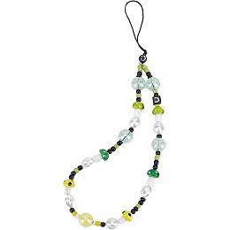 GORGECRAFT 9.4 Inch Green Yellow Mushroom Beaded Phone Charm Strap Detachable Phones Anti-Lost Chain Hands-Free Wrist Straps Cellphone Lanyard Beads Mobile Phone Bracelet for Women Girls