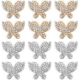 ARRICRAFT 12 Sets Bag Decorative Buckle Clip, 2 Colors Butterfly Buckle Clips for Purse Leather Craft Rhinestone Studs Rivets for DIY Clothes Handbag Leather Belt Wedding Shoes Decorations (0.89 Inch)