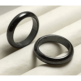 Honeyhandy Non-Magnetic Synthetic Hematite Finger Rings, Black, US Size 10, Inner Diameter: 20mm