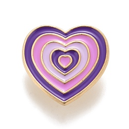 Honeyhandy Heart Enamel Pin, Creative Alloy Badge for Backpack Clothes, Golden, Purple, 24x23x1.5mm