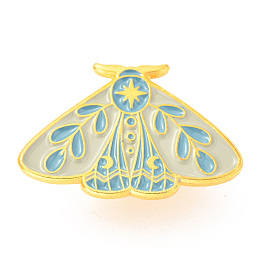 Honeyhandy Alloy Enamel Brooches, Enamel Pin, with Butterfly Clutches, Butterfly, Golden, Sky Blue, 18x27.5x9.5mm