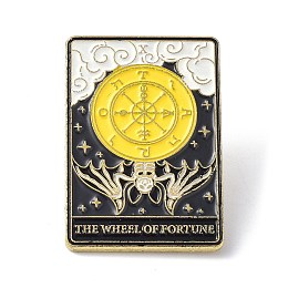 Honeyhandy Fashion Tarot Card Enamel Pin, Alloy Brooch, Golden, The Wheel of Fortune X, 30.5x21x10mm, Pin: 1mm