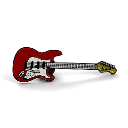 Honeyhandy Guitar Enamel Pin, Musical Instrument Alloy Enamel Brooch for Teen Girl Women, Electrophoresis Black, Red, 49x16x10mm, Pin: 1mm