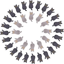 Arricraft 32 Pcs Cat Acrylic Links, 3D Printed Cat Charms Pendants, Dangle Charms Bracelet Connector for Jewelry Making Crafting Findings Accessory, Black and Gray, Hole: 1.4mm