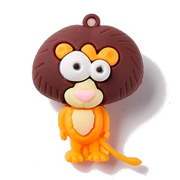 Honeyhandy Opaque PVC Plastic Big Pendants, Lion, Saddle Brown, 51x38x24.5mm, Hole: 3mm