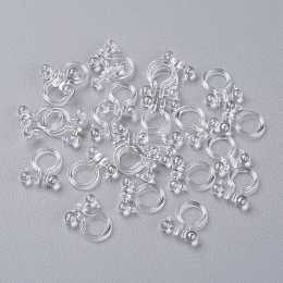 Honeyhandy Plastic Clip-on Earring Findings, with Loop, for Non-Pierced Ears, Clear, 11x10x3mm, Hole: 1mm