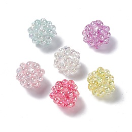 Handmade Transparent Plastic Woven Beads, Round, Mixed Color, 22mm, Hole: 5mm