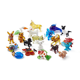 Honeyhandy Handmade Lampwork Home Display Decorations, Mixed Animal, Mixed Color, 12.5~29x13~35x9~18.8mm