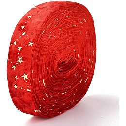 NBEADS 11 Yds × 1" Red Velvet Ribbon, 1" Double Face Satin Ribbon Velvet Ribbon with Gold Star Pattern for Wedding Gift Wrapping Hair Bows Home Christmas Decoration