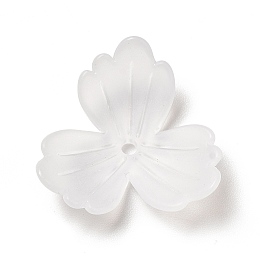 Honeyhandy Transparent Acrylic Bead Caps, 3-Petal, Frosted, Flower, White, 22x22x5.5mm, Hole: 1.8mm, about 925pcs/500g