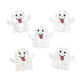 Honeyhandy Opaque Acrylic Pendants, for Halloween, Ghost, White, 36x40x2mm, Hole: 1.6mm