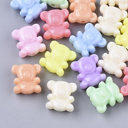 Arricraft Opaque Acrylic Beads, Bear, Mixed Color, 13x12.5x7~8mm, Hole: 1.8mm, about 800pc/500g