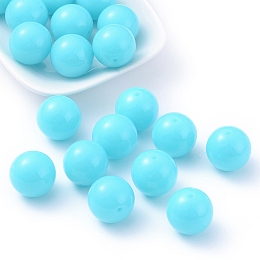 Honeyhandy Fluorescence Chunky Acrylic Beads, Round, Light Sky Blue, 20mm, Hole: 2~3mm, about 105pcs/500g