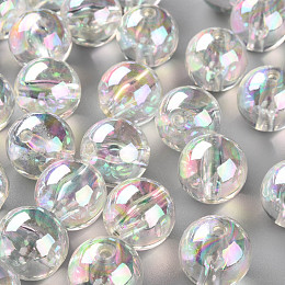 Honeyhandy Transparent Acrylic Beads, AB Color Plated, Round, Clear, 20x19mm, Hole: 3mm, about 111pcs/500g
