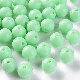 Honeyhandy Opaque Acrylic Beads, Round, Aquamarine, 12x11mm, Hole: 1.8mm, about 566pcs/500g