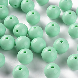 Honeyhandy Opaque Acrylic Beads, Round, Aquamarine, 16x15mm, Hole: 2.8mm, about 220pcs/500g