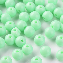 Honeyhandy Opaque Acrylic Beads, Round, Aquamarine, 8x7mm, Hole: 2mm, about 1745pcs/500g