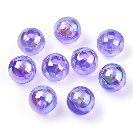 Honeyhandy Transparent Acrylic Beads, AB Colors Plated, Round, Blue Violet, 10mm, Hole: 1.8mm, about 950pcs/500g