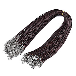 Honeyhandy Waxed Cotton Cord Necklace Making, with Alloy Lobster Claw Clasps and Iron End Chains, Platinum, Coffee, 17.12 inch(43.5cm), 1.5mm