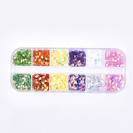 Honeyhandy Shining Nail Art Glitter, Manicure Sequins, DIY Sparkly Paillette Tips Nail, Butterfly & Horse Eye, Colorful, 4~5x2x0.3mm, 2x3x0.2mm