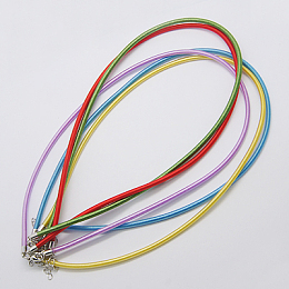 Honeyhandy Silk Cord Necklaces Making, with Brass Lobster Clasps, Platinum, Mixed Color, 17 inch~18 inch