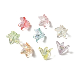 Honeyhandy Transparent Acrylic Bead Caps, Lily Flower, Random Color, 16x12mm, Hole: 1.2mm, 825pcs/500g