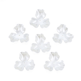 Honeyhandy 3-Petal ABS Plastic Imitation Pearl Bead Caps, Flower, Creamy White, 26x27.5~28.5x9mm, Hole: 1.5mm