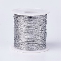 Honeyhandy Resin and Polyester Braided Cord Thread, Metallic Cord, Light Grey, 1mm, about 100m/roll(109.36yards/roll)