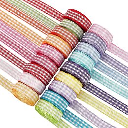 FINGERINSPIRE 59 Yards Gingham Polyester Ribbon 18colors 3/8 Inch x 3.28yards Plaid Tartan Fabric Craft Ribbon for Hair Accessories Craft and Gift Wrapping Party Decorations