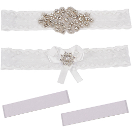 CRASPIRE Wedding Bridal Garter 2pcs Bridal Rhinestone Garter Stretchable Lace Bridal Garter Set with Rhinestone for Bride Dresses Wedding Anniversary Costume Party Pageant