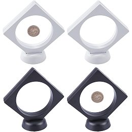 NBEADS 4 Sets of 3D Floating Display Case Display Stand Holder Suspension Frame with Bases for Jewelry Ring Challenge Coin Championship Badage, 3.50"x3.50"x0.79"