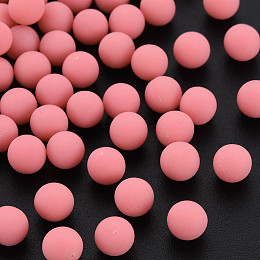 Honeyhandy Opaque Acrylic Beads, Frosted, No Hole, Round, Salmon, 6mm, about 3900pcs/500g