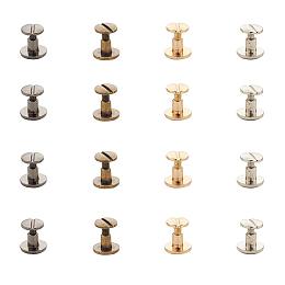 PandaHall Elite 40 Sets 4 Colors Alloy Chicago Screws Posts Nail Rivet Chicago Button for DIY Leather Decoration Document Book Album Bookbinding Slotted (3/8 inch)